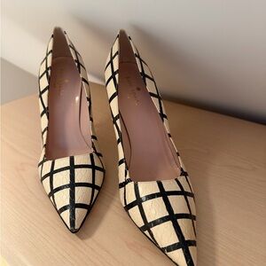 Kate Spade Black and Cream Checkered Heels